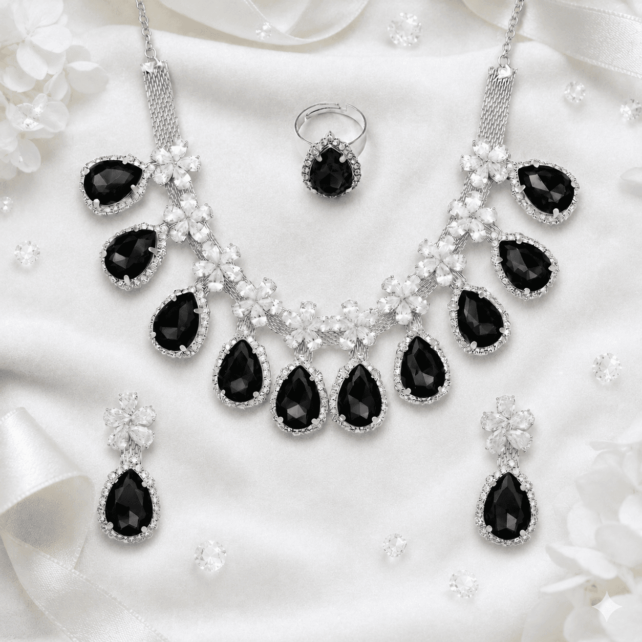 Celestial Bloom Set in Black — Viora Jewel