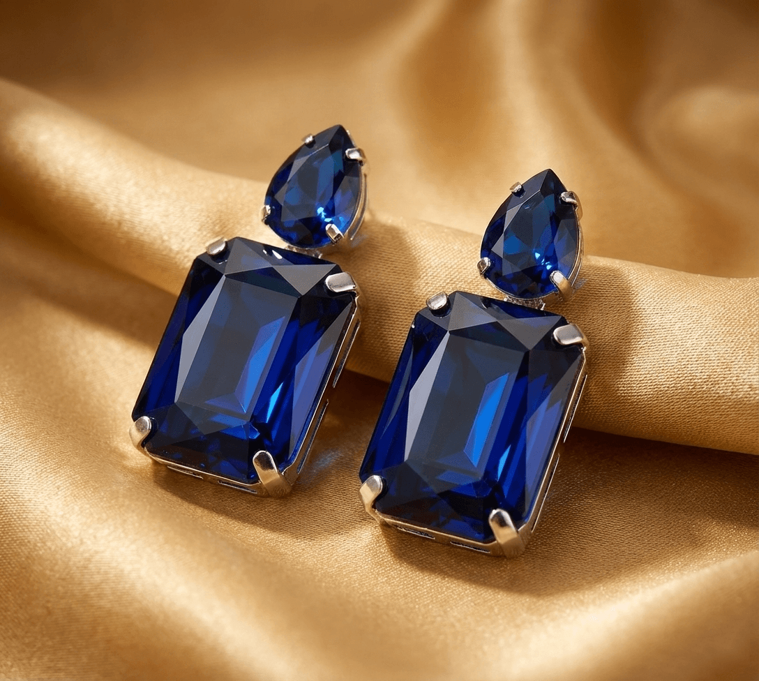Regal Prism Drop Earrings in Blue — Viora Jewel