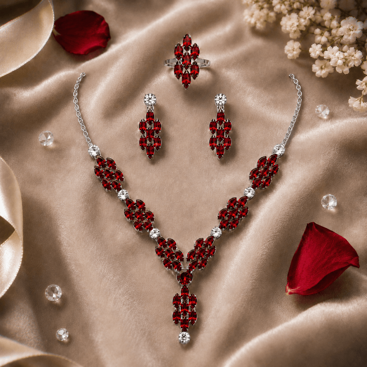 Eternal Shine Jewelry Set in Red — Viora Jewel