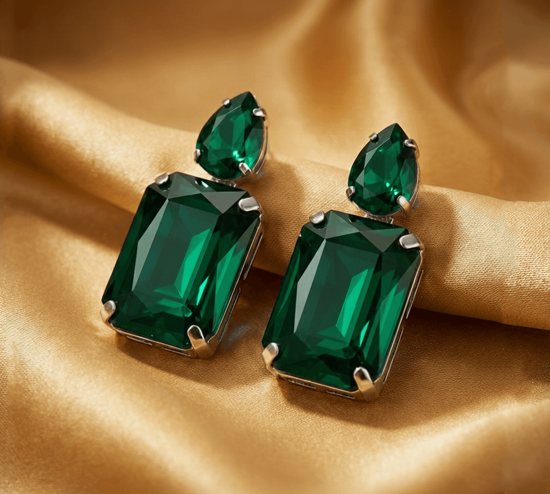 Regal Prism Drop Earrings in Green — Viora Jewel