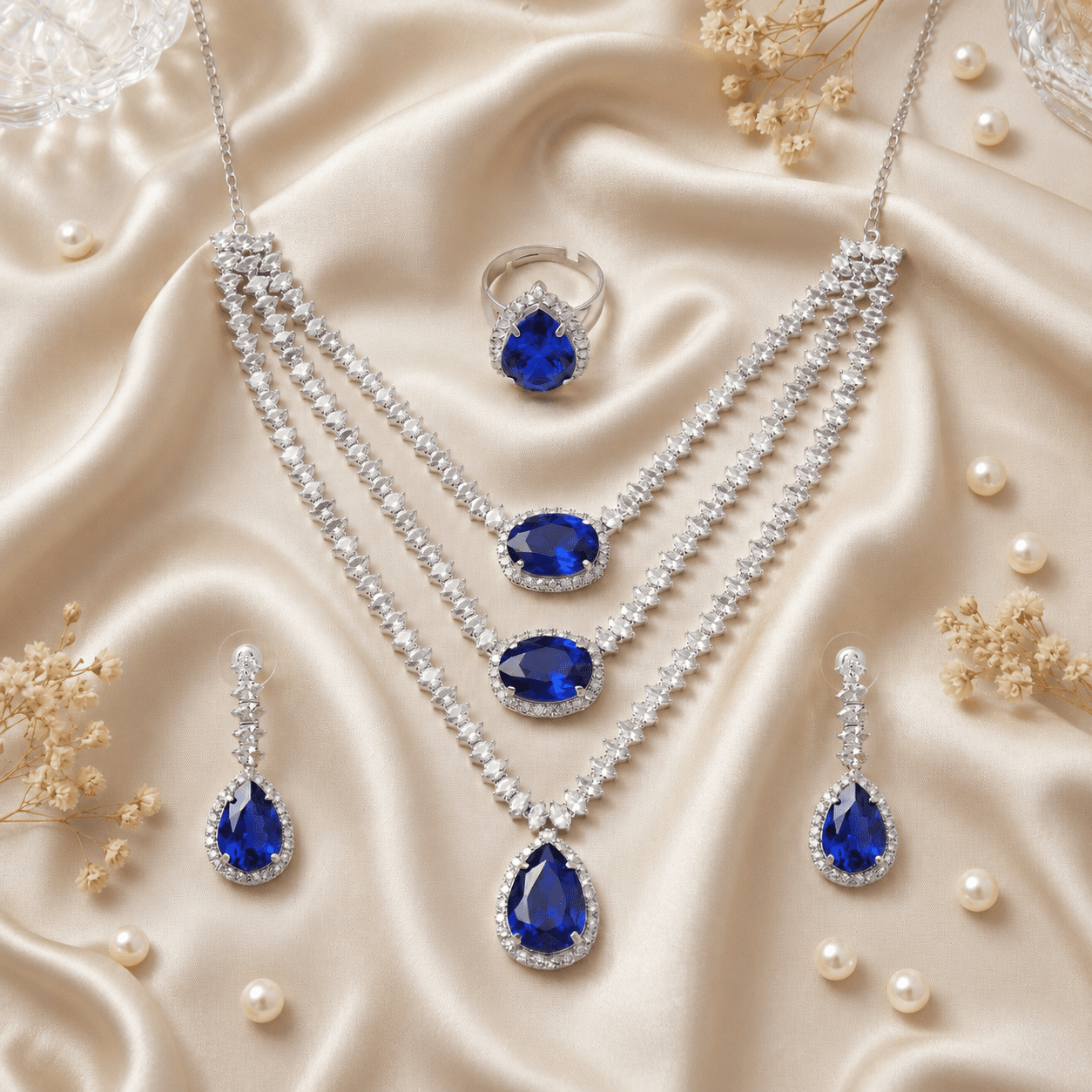 Noble Teardrop Harmony Set in Blue — Viora Jewel