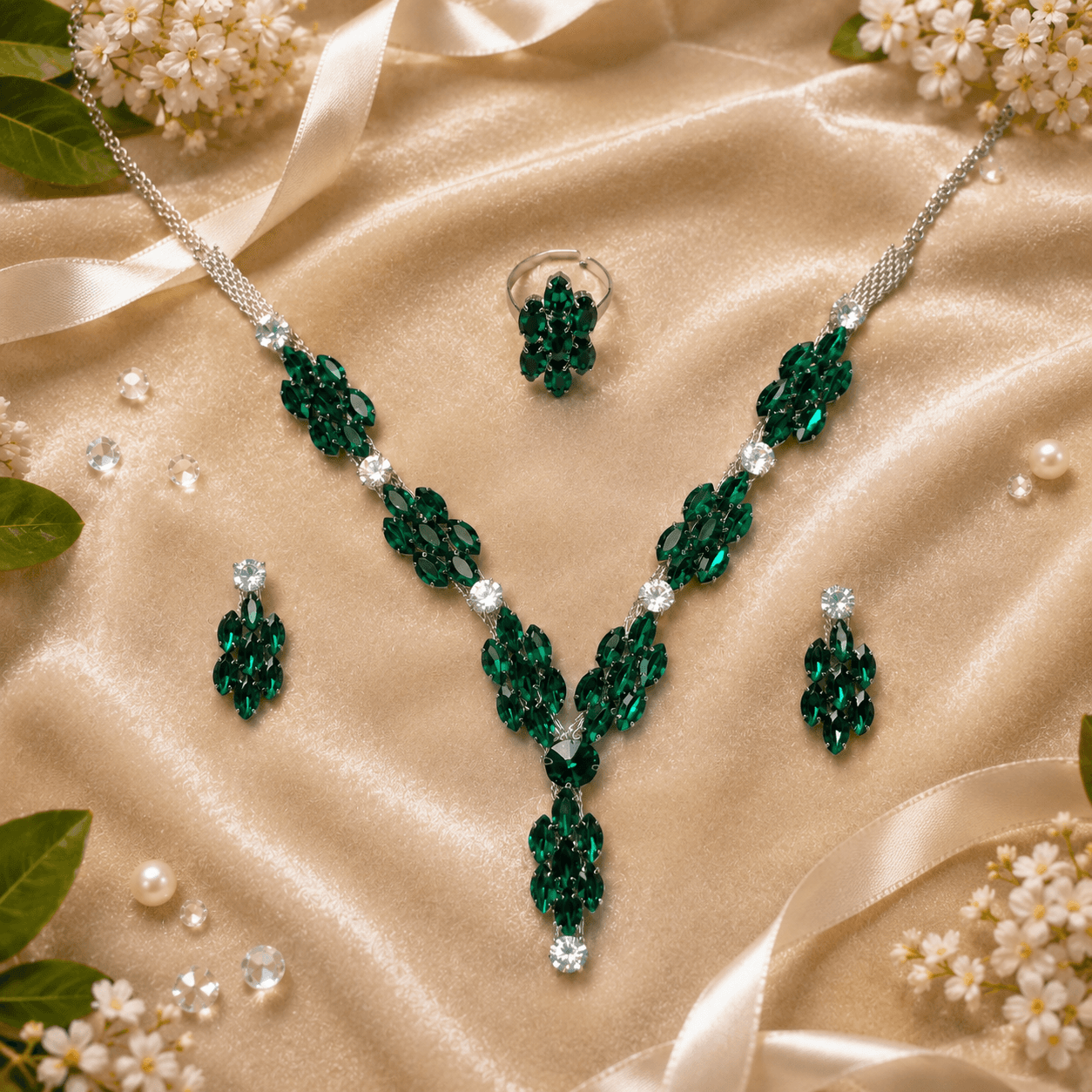 Eternal Shine Jewelry Set in Green — Viora Jewel