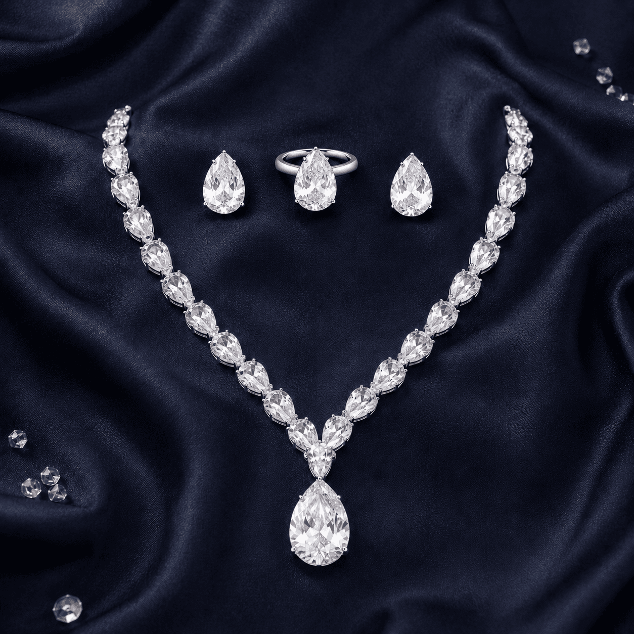 Scarlet Bloom Set in Crystal clear — Viora Jewel