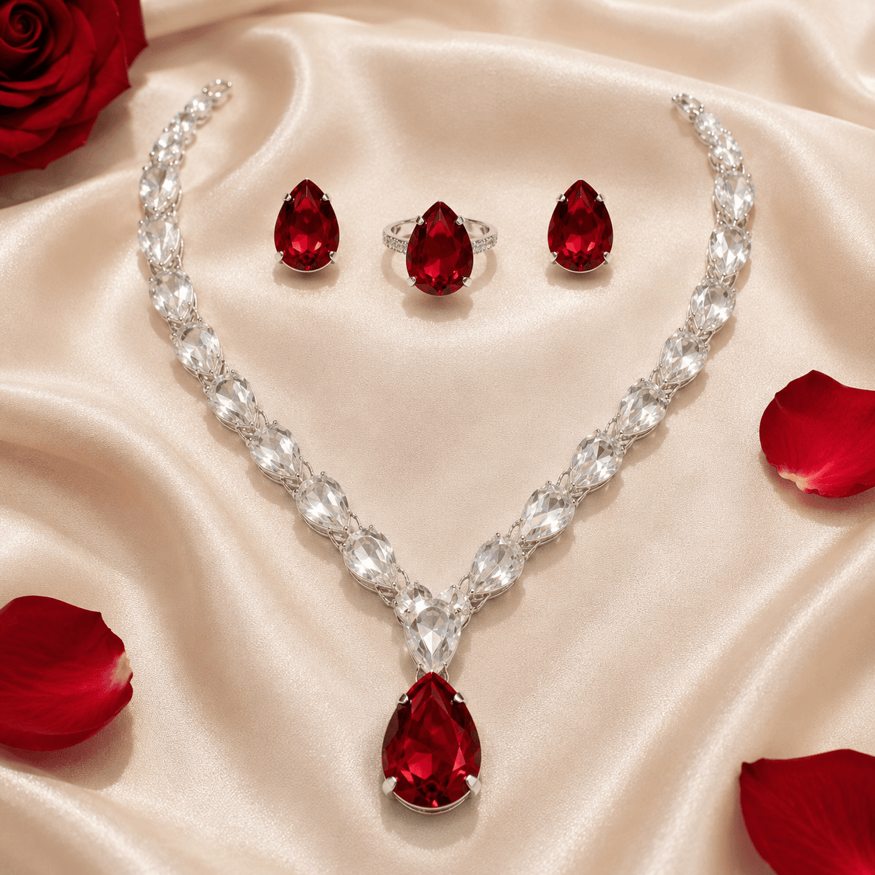 Scarlet Bloom Set in Red — Viora Jewel