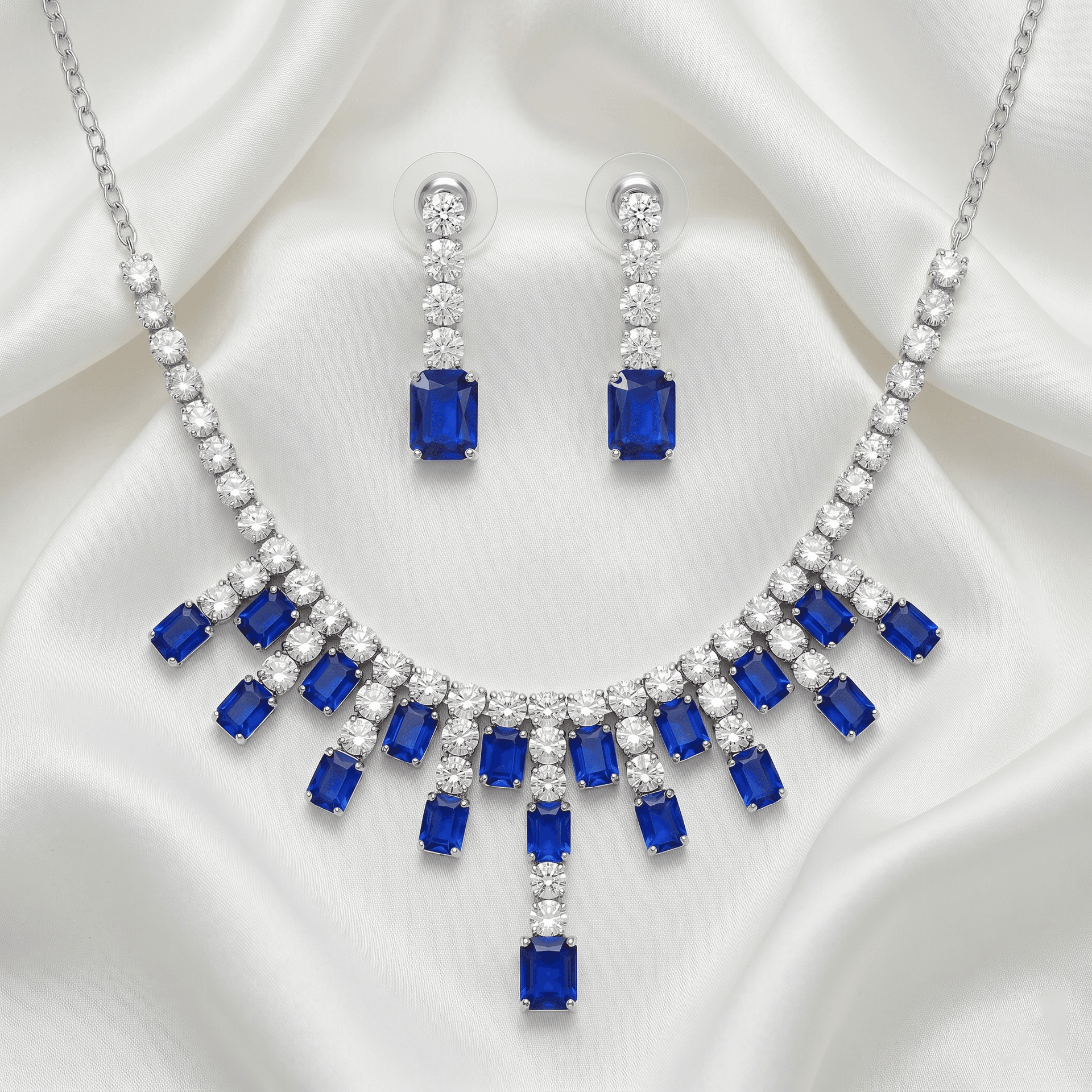 Crystal Drop Set in Blue — Viora Jewel