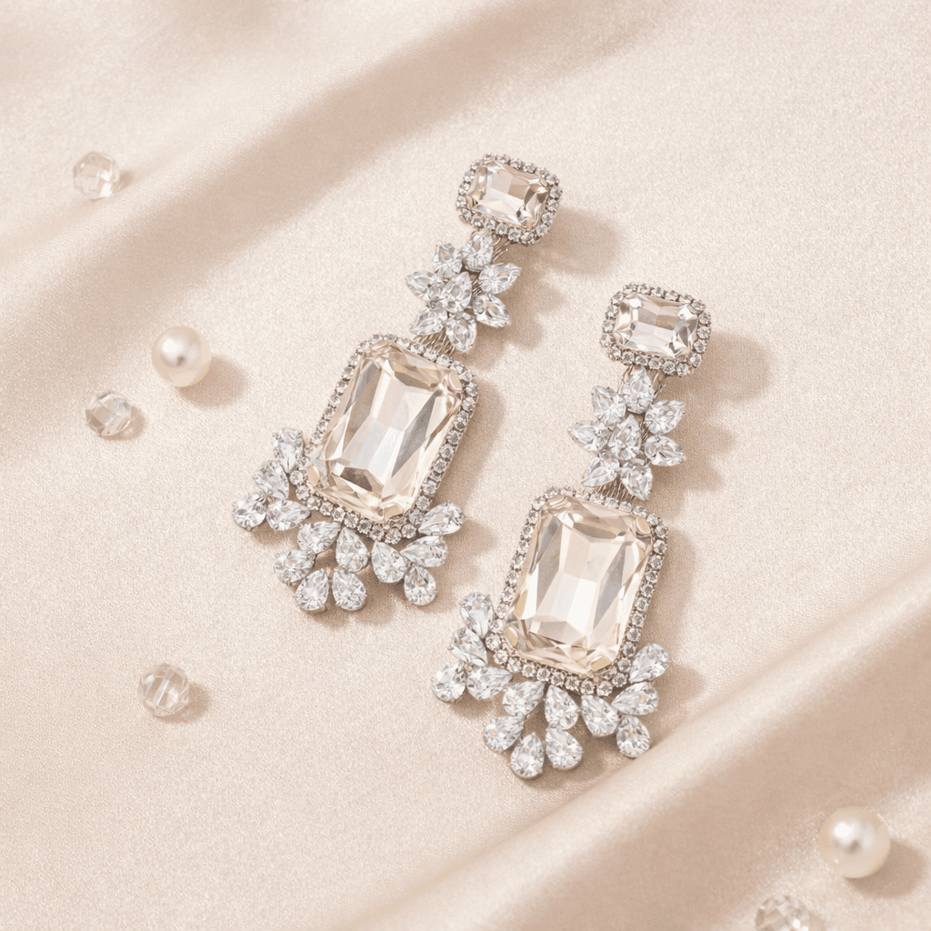 Pearl Whisper Diamond Style Earrings in White — Viora Jewel