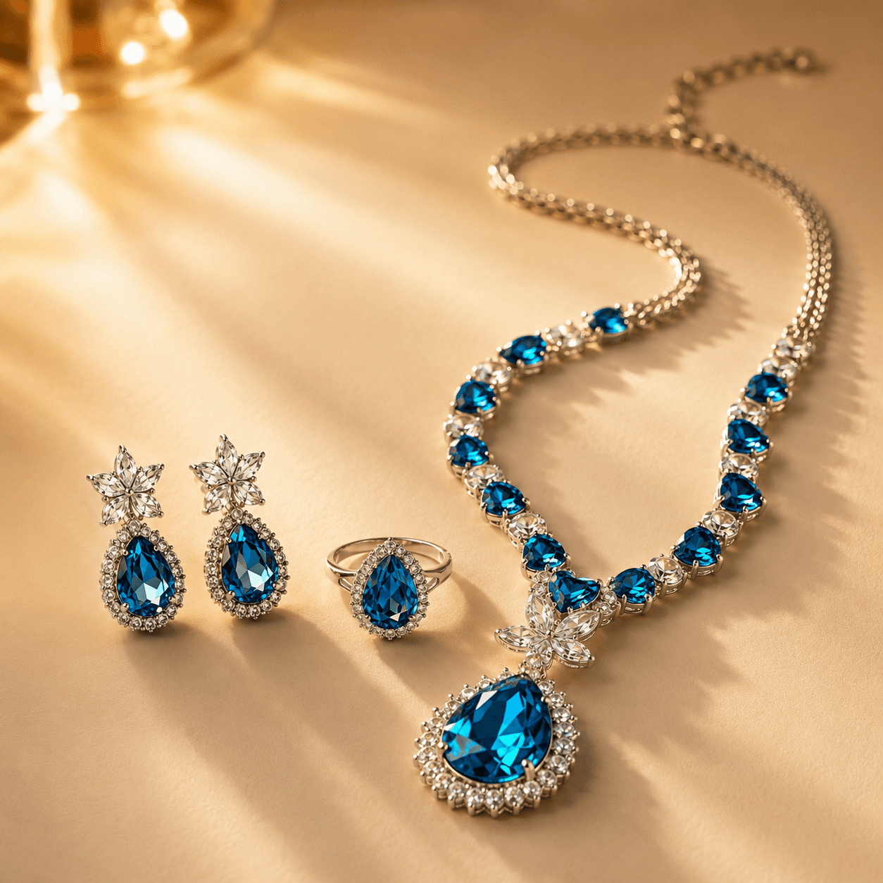 Royal Heartfall Jewelry Set in Blue — Viora Jewel