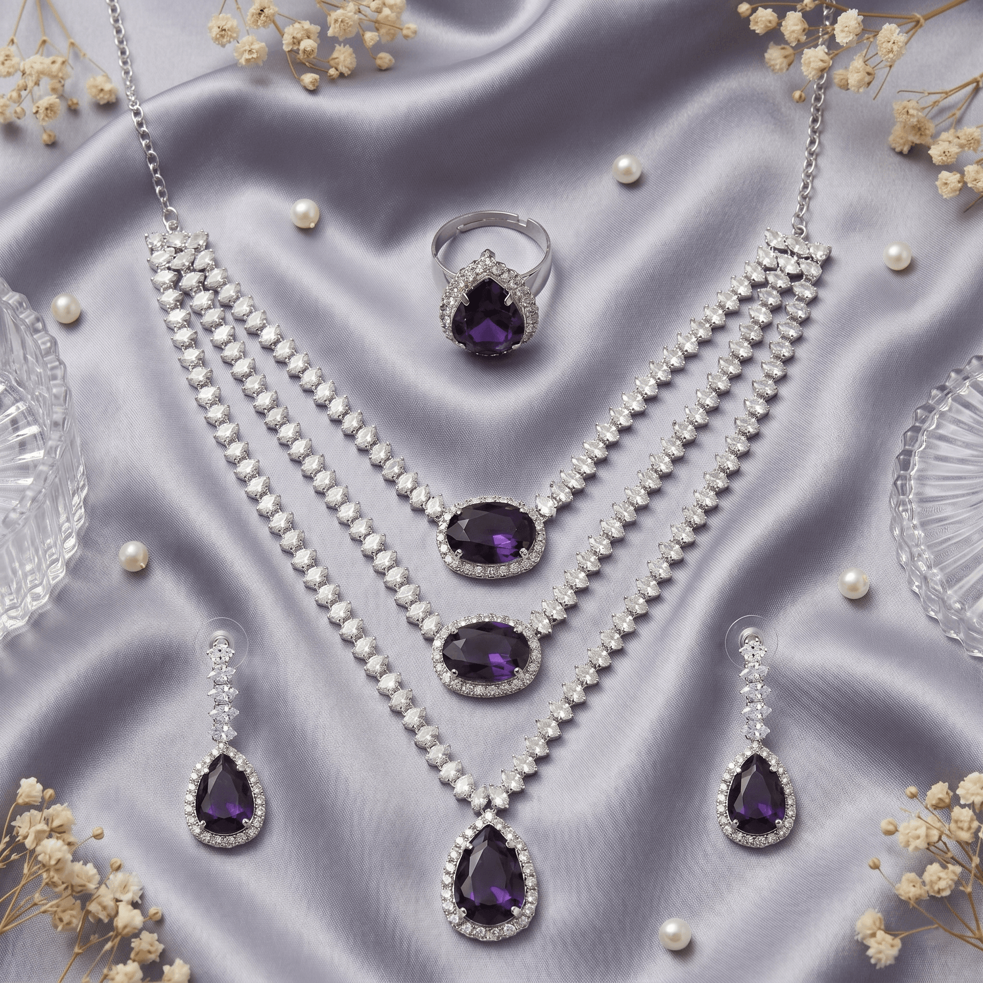 Noble Teardrop Harmony Set in Purple — Viora Jewel
