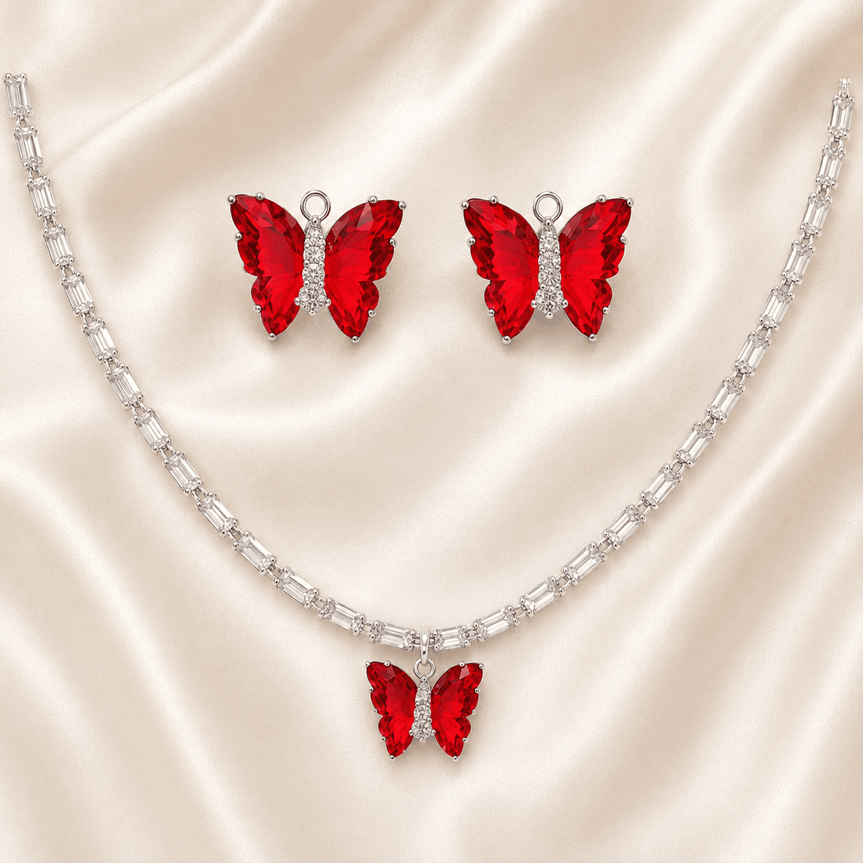Crystal Wings Set in Red — Viora Jewel