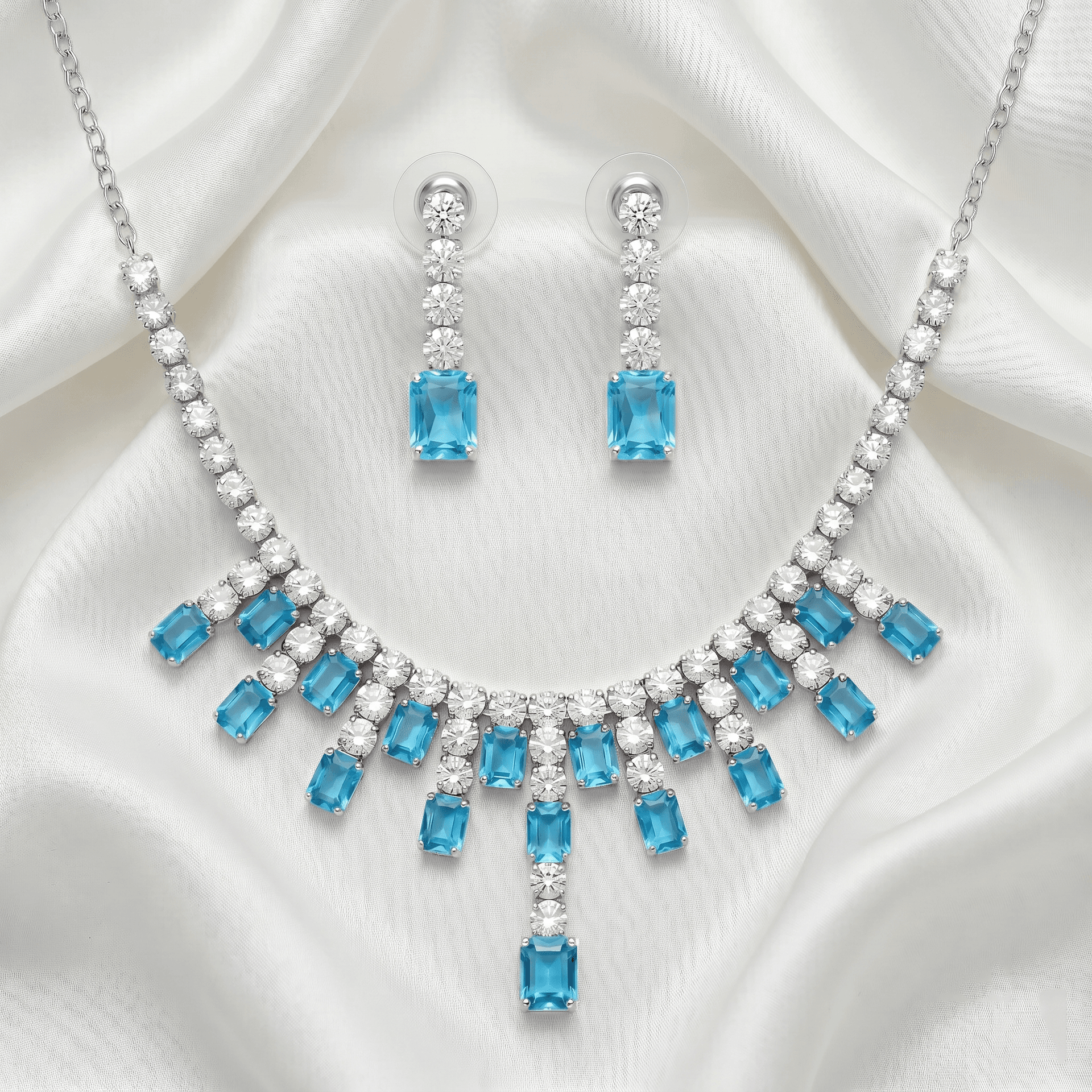 Crystal Drop Set in Aqua Blue — Viora Jewel